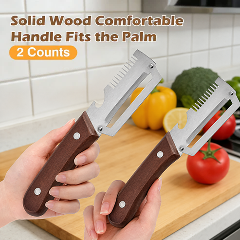 🔪Wooden-Handled Stainless Steel Sharp Peeler with Built-In Bottle Opener