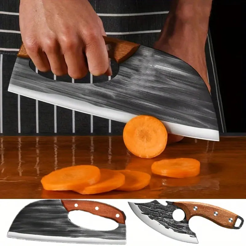 🔪Forged Cleaver Knife Set - Heavy Duty Meat & Vegetable Chef Knives for Kitchen & BBQ