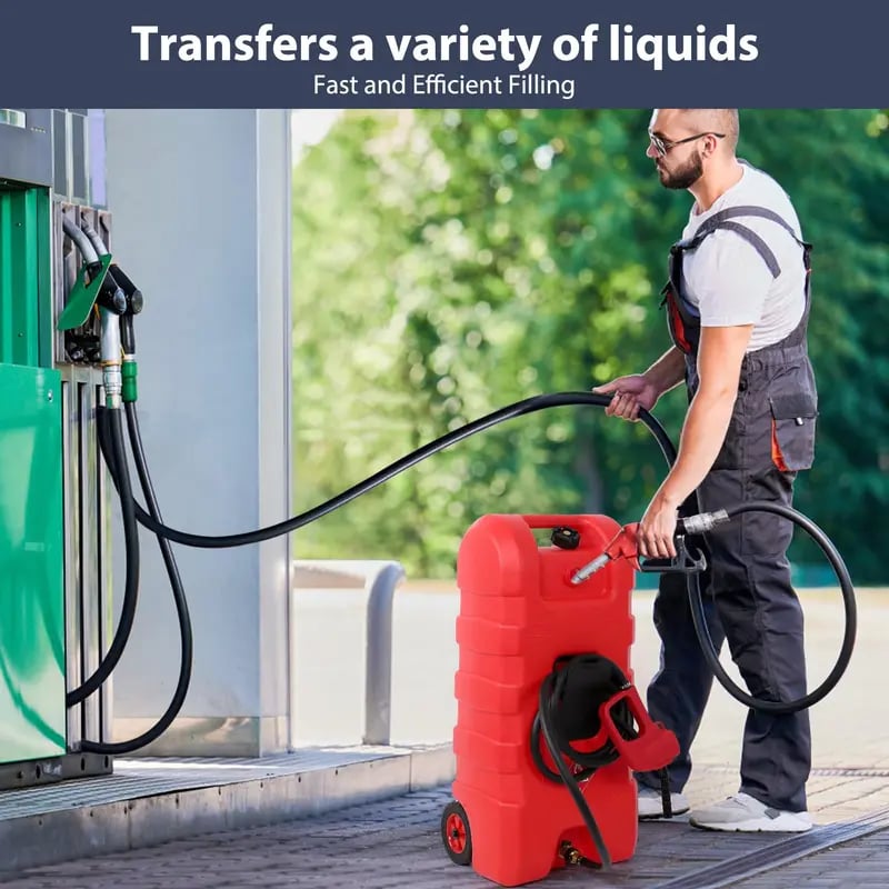 15 Gallon Portable Fuel Caddy with LE Pump & 10ft Hose