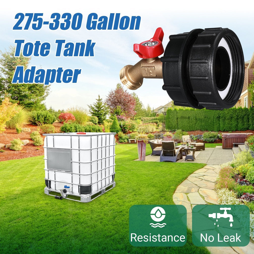 🛠️💧275-330 Gallon IBC Tote Tank Adapter - 2.44" Fine Thread, 1/2" NPT × 3/4" GHT Male Fittings with Garden Hose Quick Connector