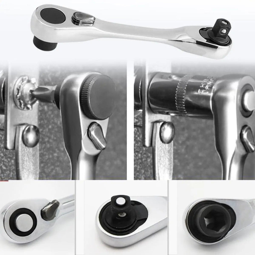 🔥Limited-time discount of 49%🔥1/4-inch Mini Double-Ended Ratchet Wrench, Silver, 72 Teeth, 5° Quick Release Tool🔧