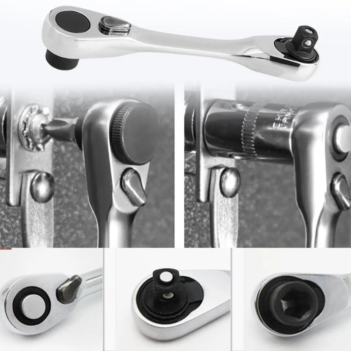 🔥Limited-time discount of 49%🔥1/4-inch Mini Double-Ended Ratchet Wrench, Silver, 72 Teeth, 5° Quick Release Tool🔧