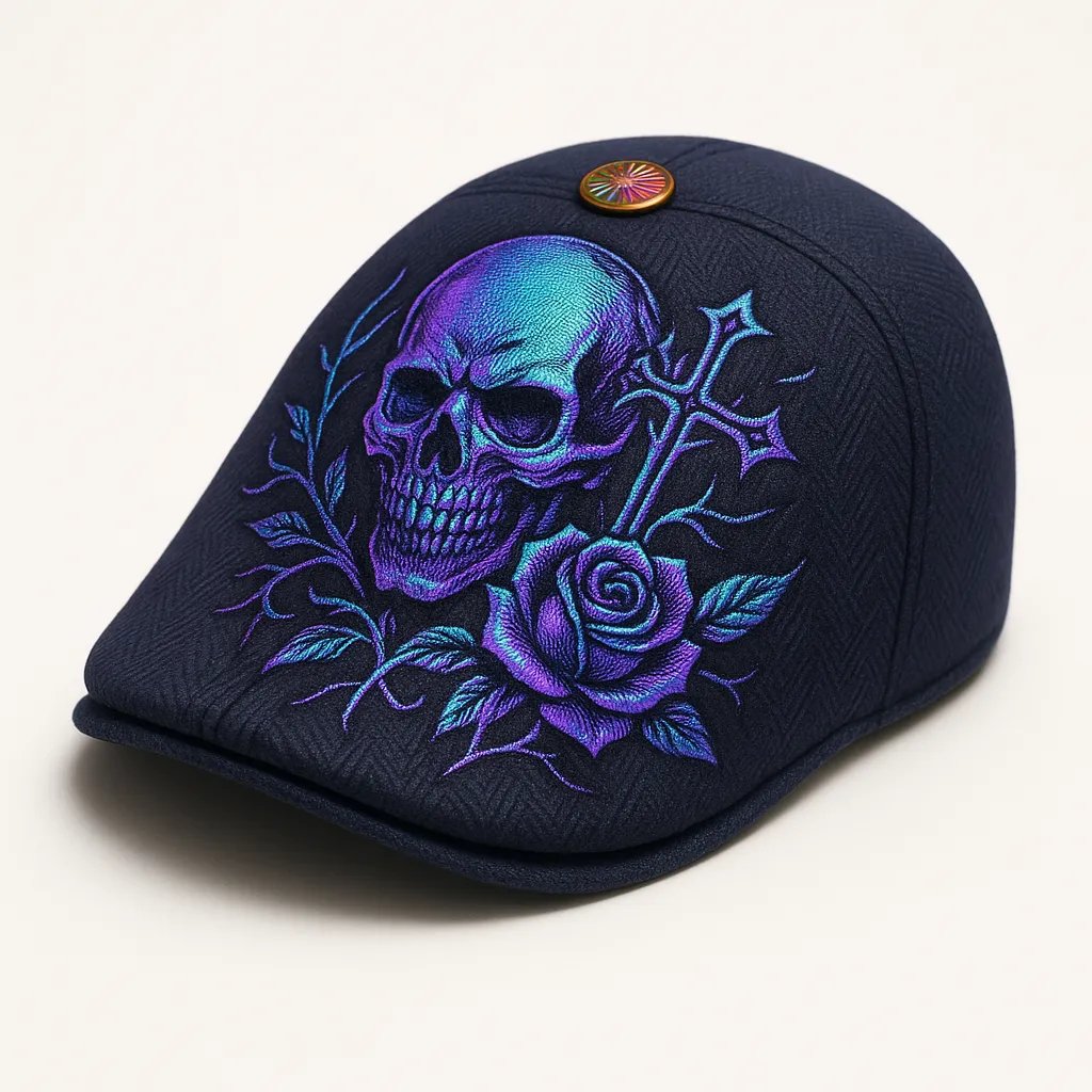 🔥Last Day 50% OFF💀Handcrafted Skull & Thorn Flat Cap🎁Buy 2 Free Shipping