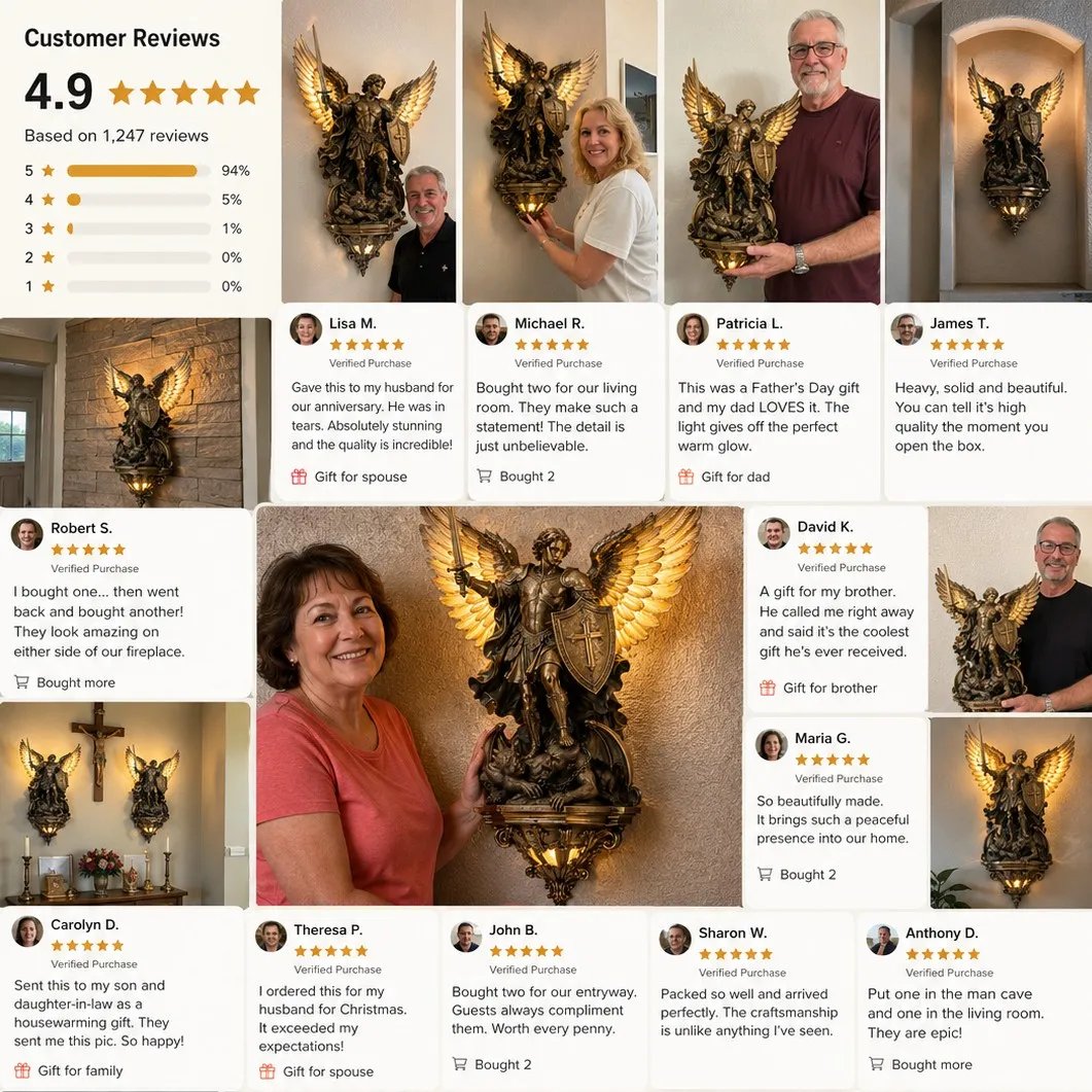 🔥LAST DAY 50% OFF⏰-St. Michael Guardian Angel Wall Light🕊️
