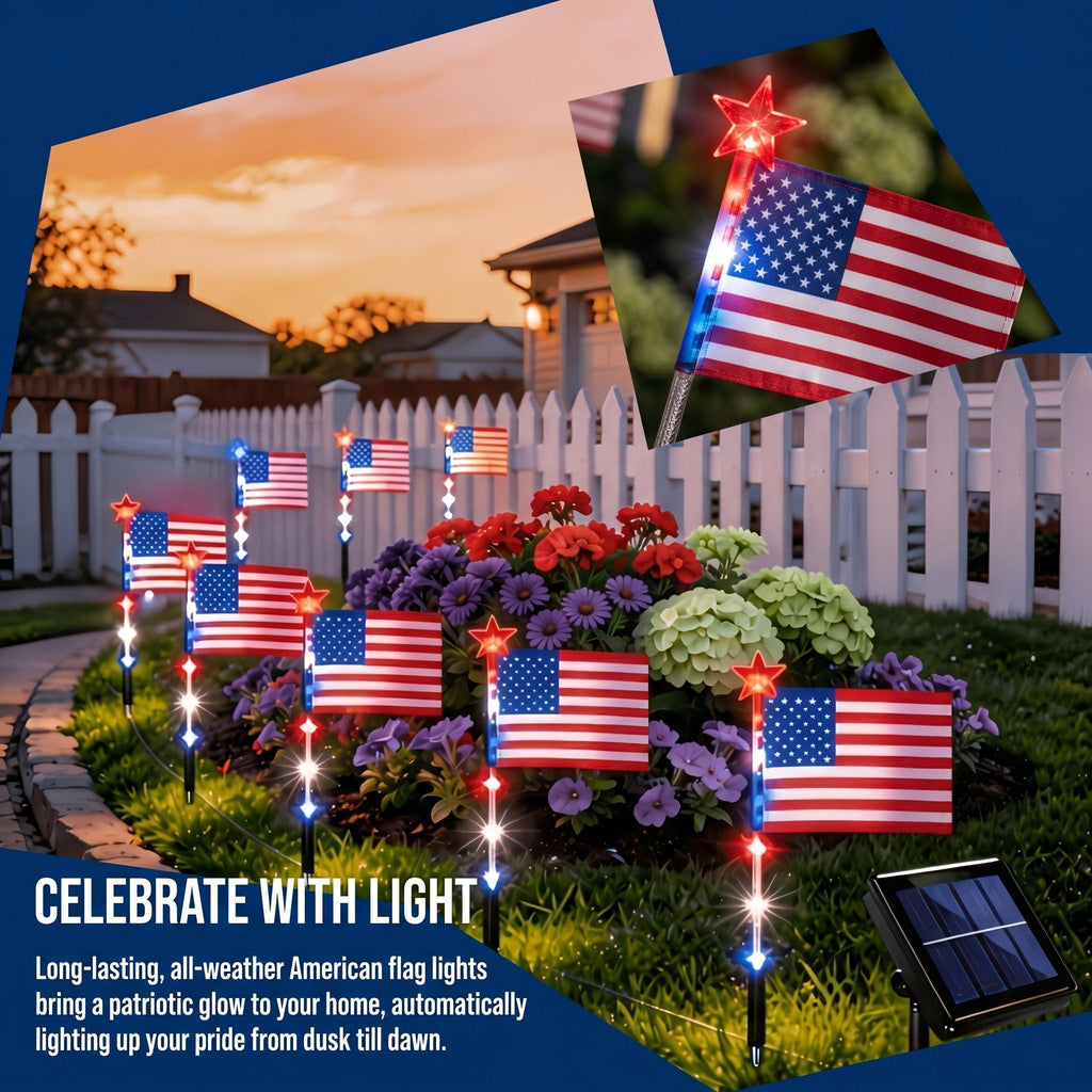 💕8-in-1 American Flag Solar Lights