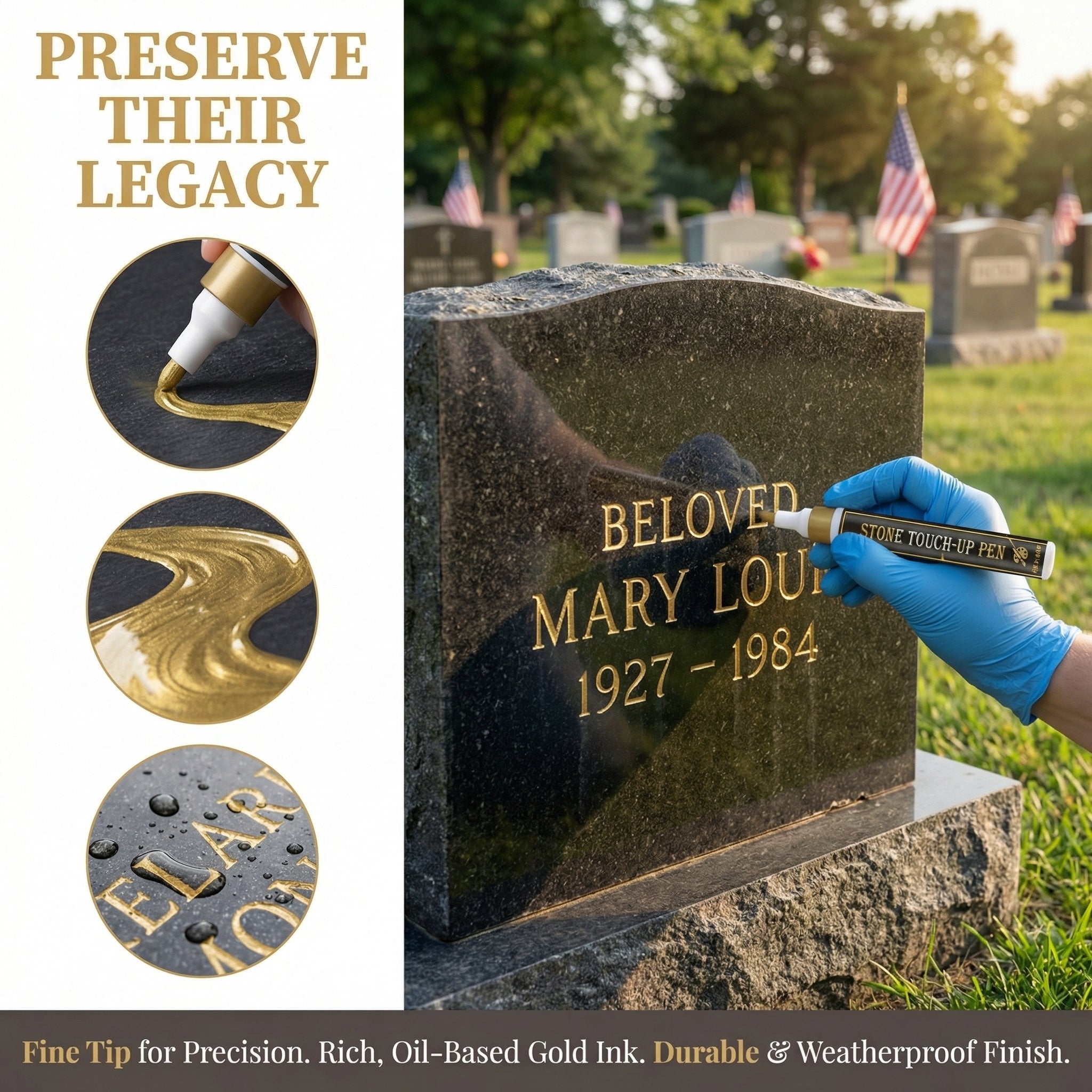 🔥HOT SALE 🐦Golden Tombstone Marker Pen for Restoring Faded Grave Inscriptions
