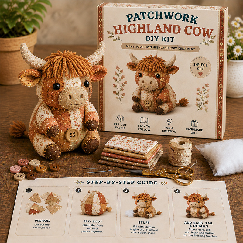 Vintage Floral Patchwork Animal Ornament DIY Kit - Handmade Sewing Project for Gifting & Home Decor