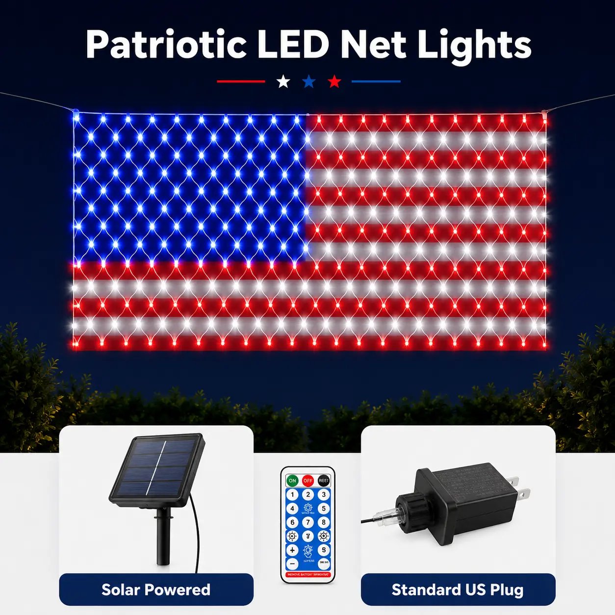 🔥Last Day: 49% OFF-Solar American Flag Net Lights