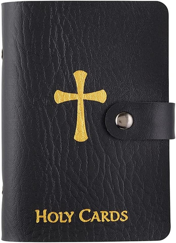 🙏Catholic Faux Leather Holy Card Holder – Pocket Prayer Card Organizer with Snap Closure🎁