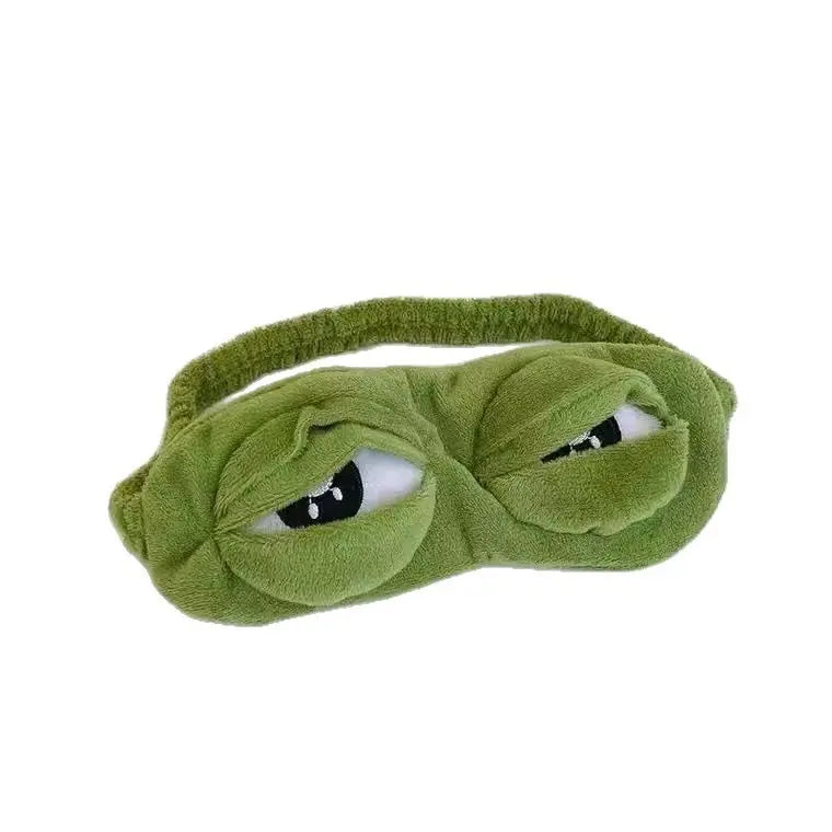 Cute Shiny Frog Plush Sleep Mask, soft cotton lining, lightweight light blocking, ideal for travel nap & rest.