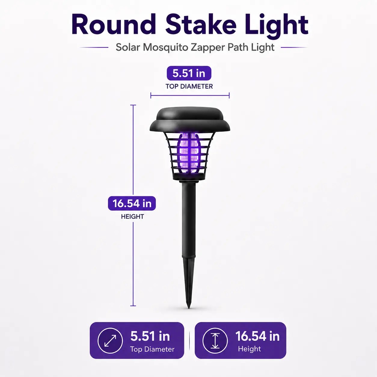 ☀️ 2-in-1 Solar Bug Zapper – UV Mosquito Killer + Soft Pathway Light, Auto Dusk-to-Dawn, IP65