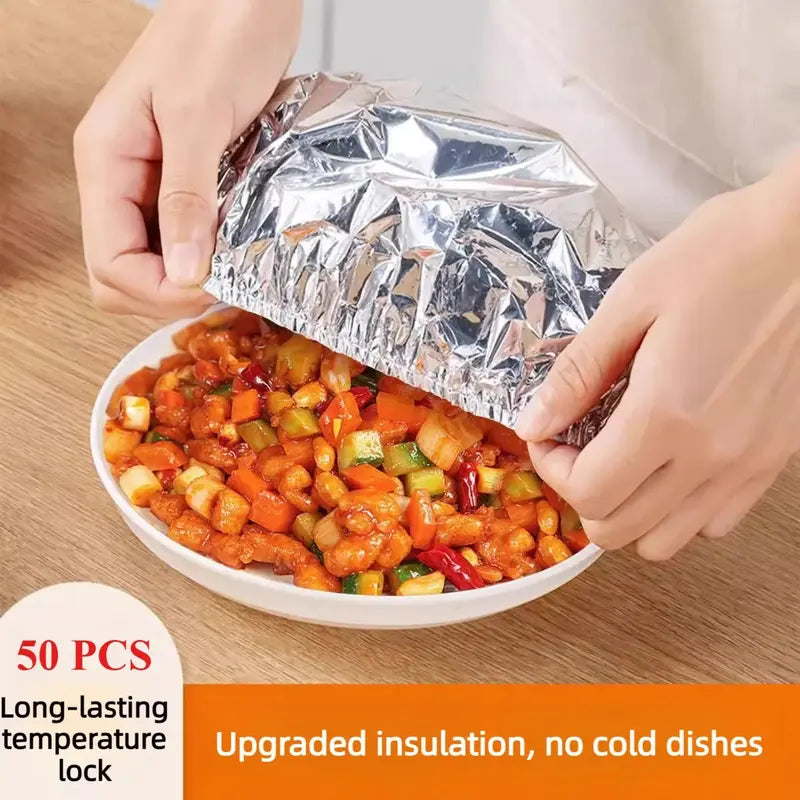 🏠🍲Home dining table & food container aluminum foil heat-retaining cover