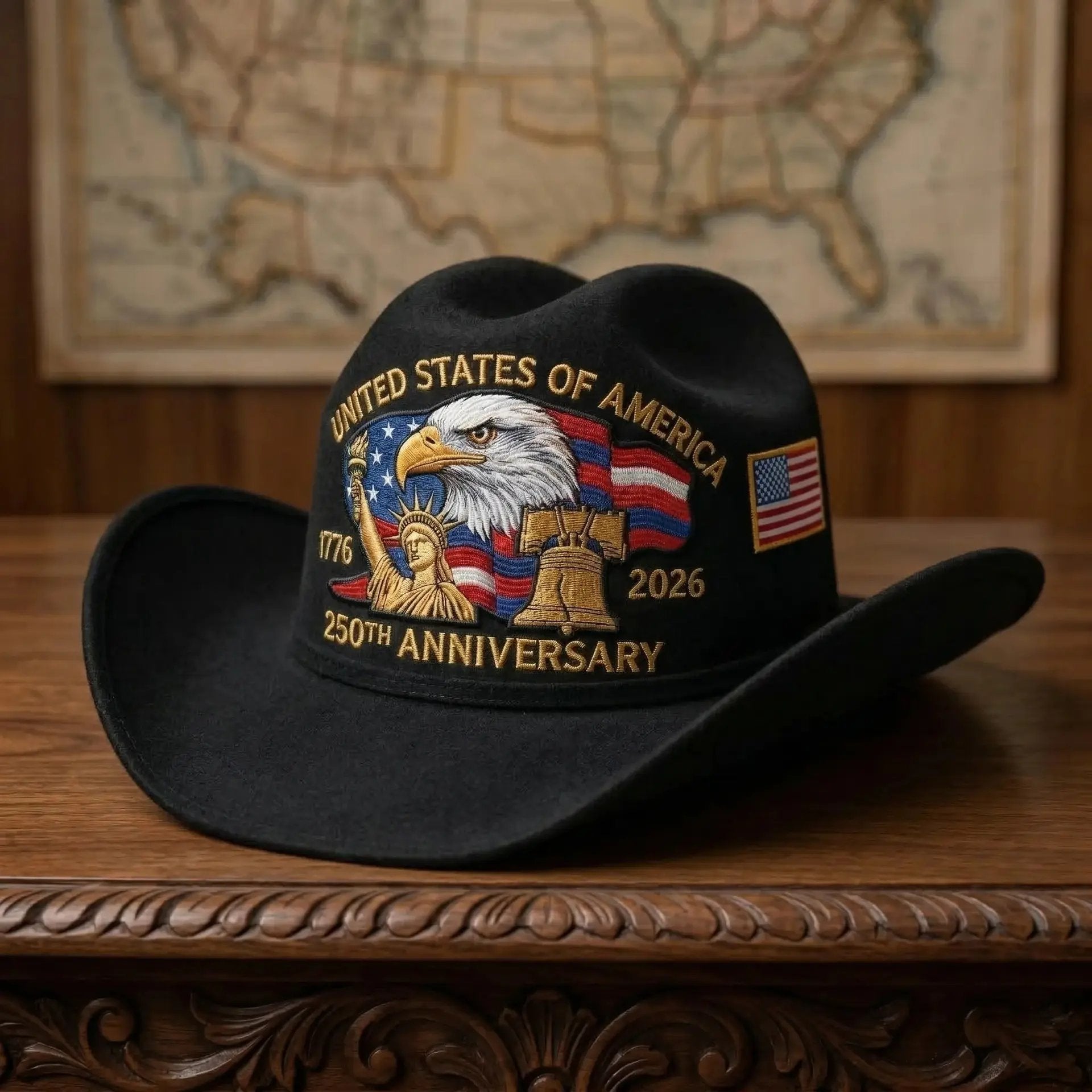 🔥LAST DAY 49% OFF - 🤠Unisex Patriotic-Themed Felt Cowboy Hat🦅💙