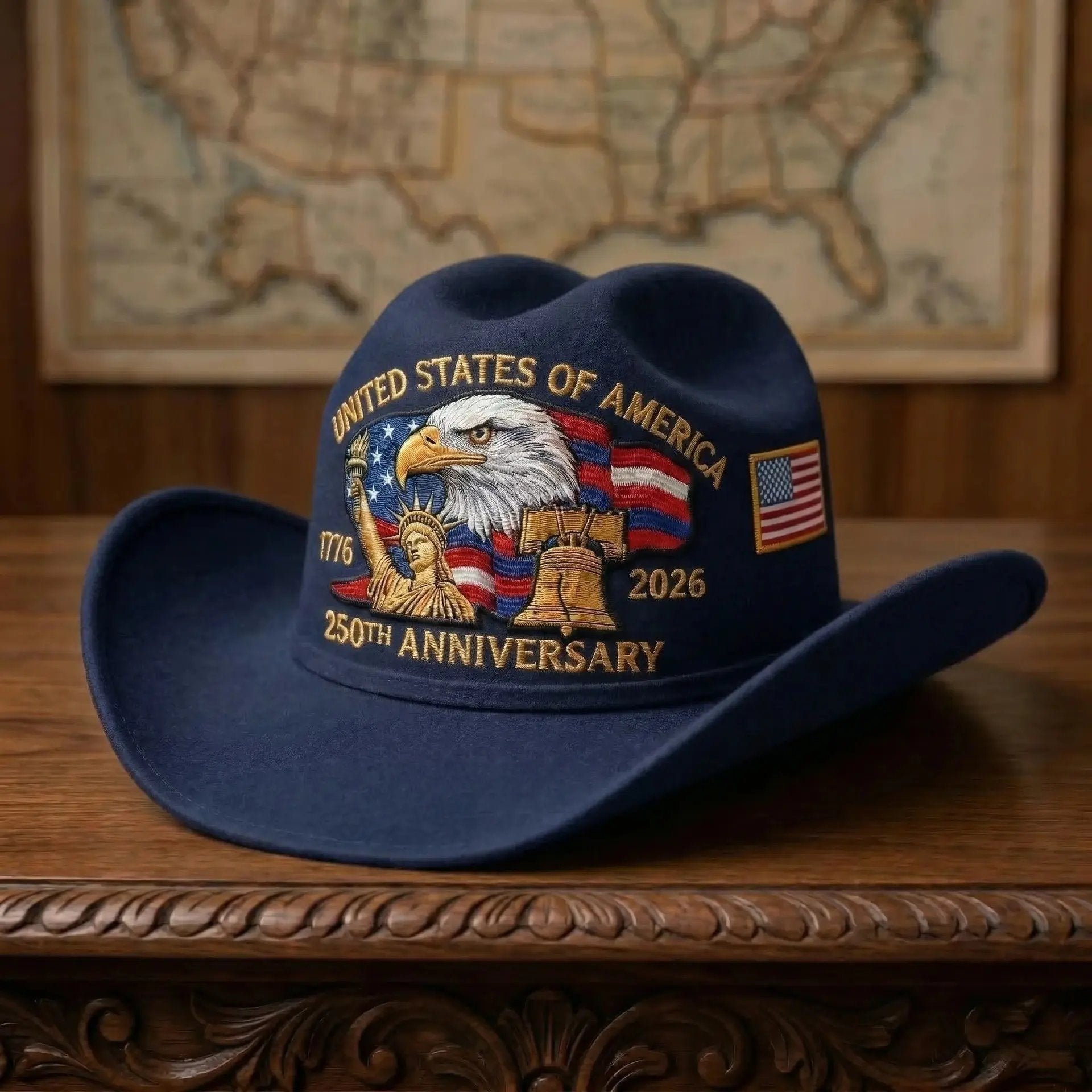 🔥LAST DAY 49% OFF - 🤠Unisex Patriotic-Themed Felt Cowboy Hat🦅💙