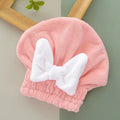 Soft Coral Fleece Hair Drying Cap With Cute Bow🎀