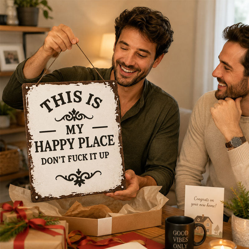 “This Is My Happy Place” Rustic Wooden Hanging Sign ✨🏡💖
