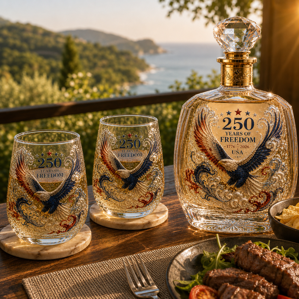 Limited Edition 2026 USA 250 Years of Freedom Eagle Glass Gift Set