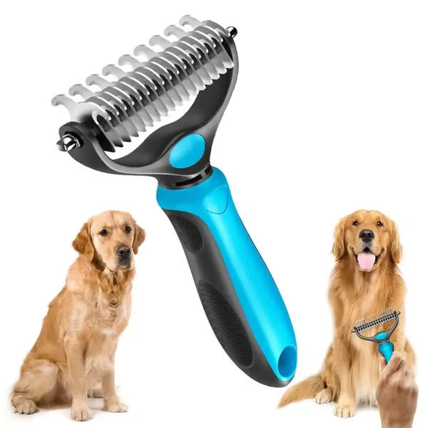 🐕Double-Sided Pet Grooming Rake – Dematting & Deshedding, Safe for All Coats