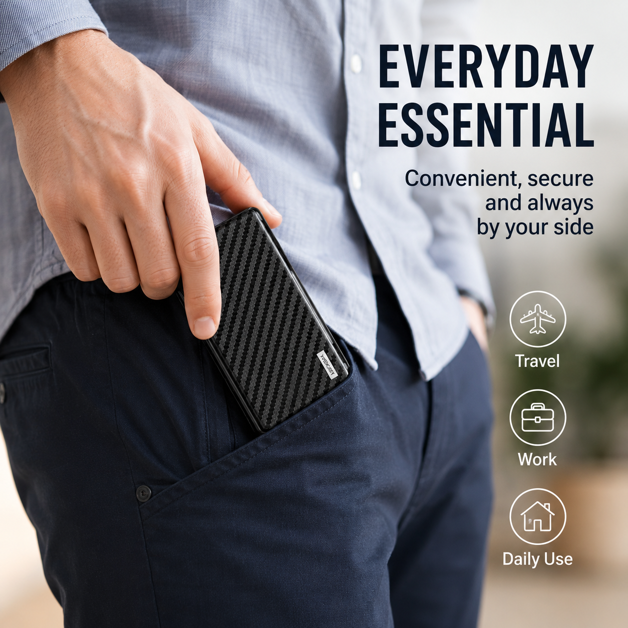 💼🔒Premium Aluminum RFID Blocking Minimalist Wallet for Men - Pop-Up Card Access, ID Window