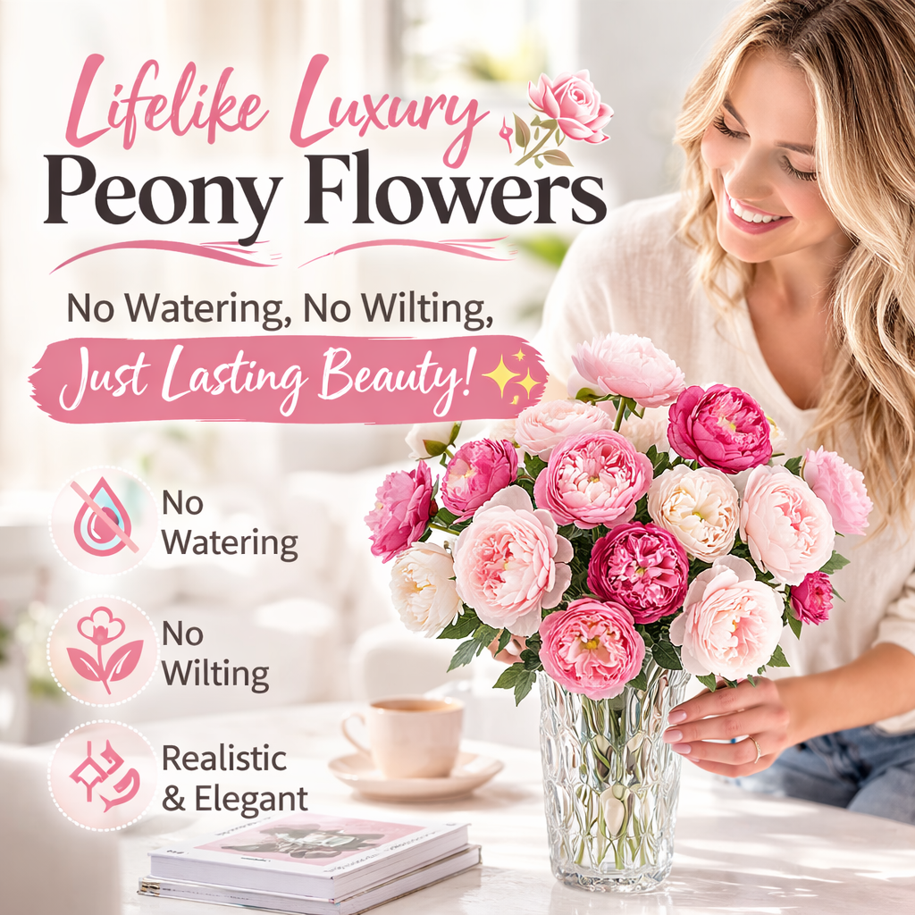 🌸 Lifelike Luxury Peony Flowers – No Watering, No Wilting, Just Lasting Beauty! 💐✨