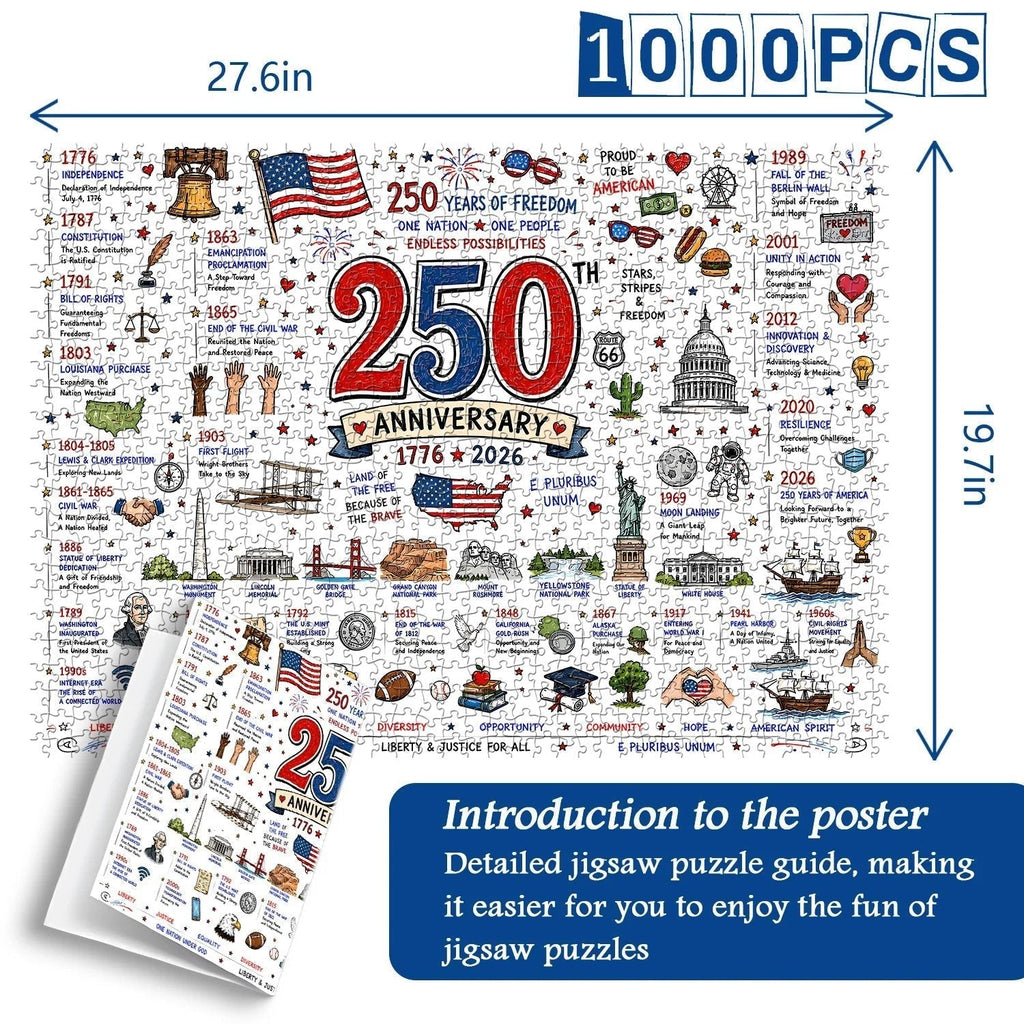 🧩 Patriotic America Jigsaw Puzzle 1000 Pieces🎁Buy 2 Free Shipping