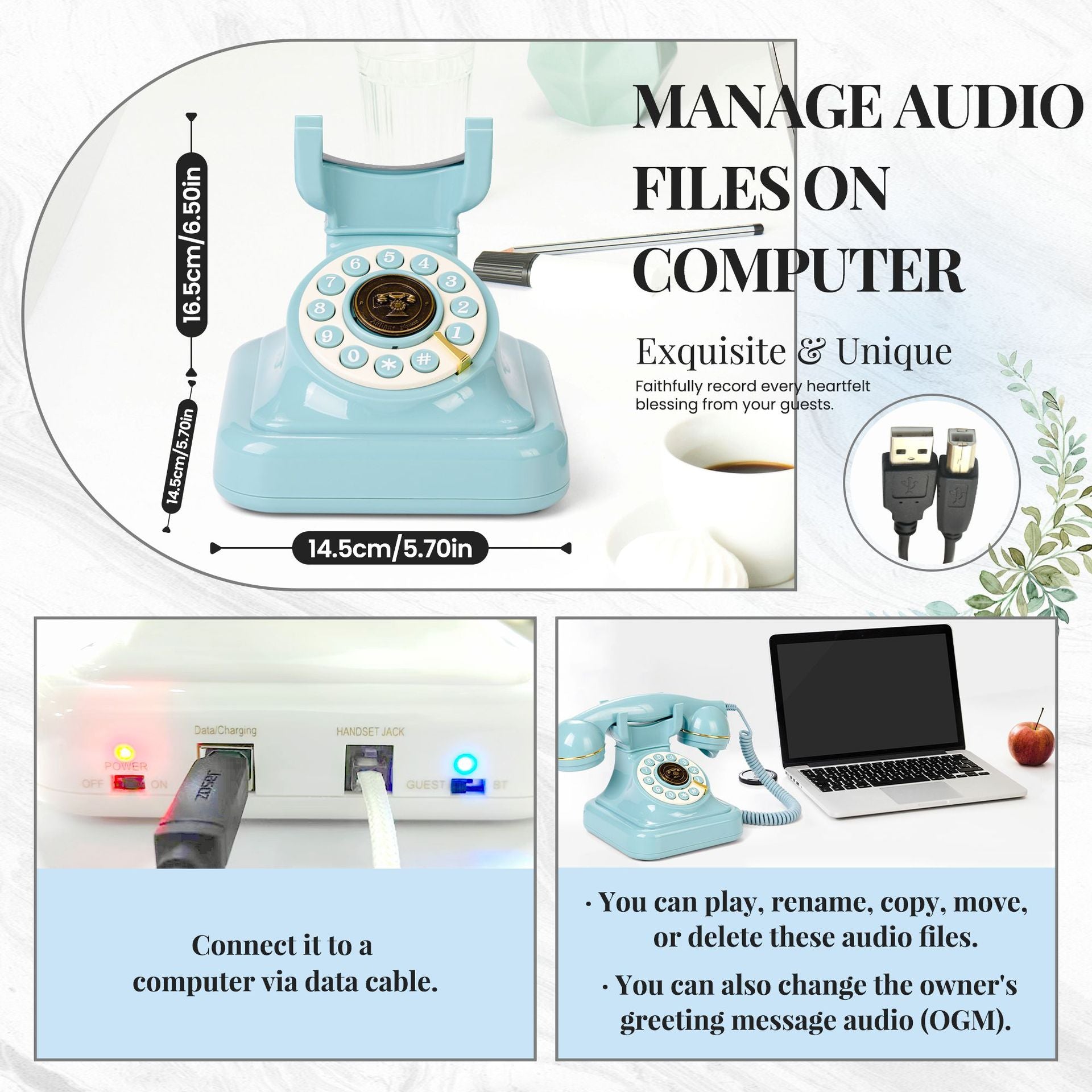 Vintage Old Fashioned Telephone with Speakerphone & Volume Control