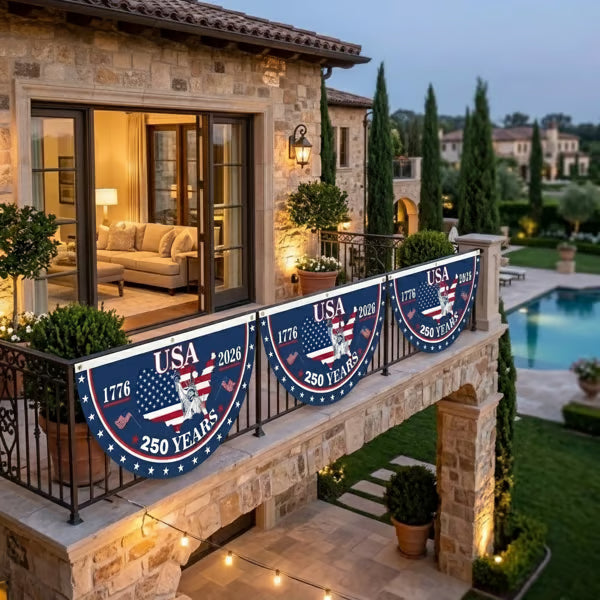 🗽USA 250th Anniversary Flag Half Round Banner🦅