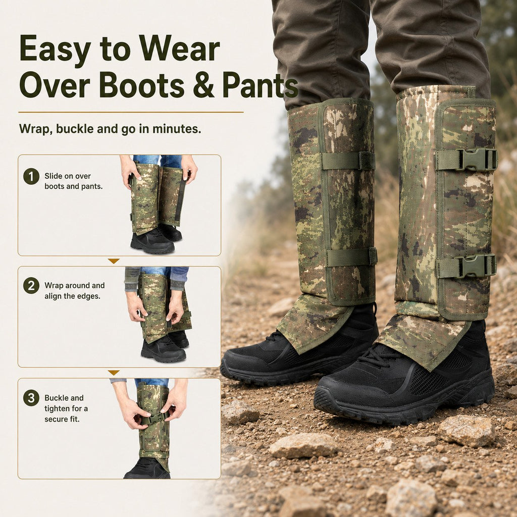 Unisex Adjustable Outdoor Snake-Resistant Leg Gaiters, Abrasion-Resistant Durable Fabric Protective Gear for Hunting, Hiking