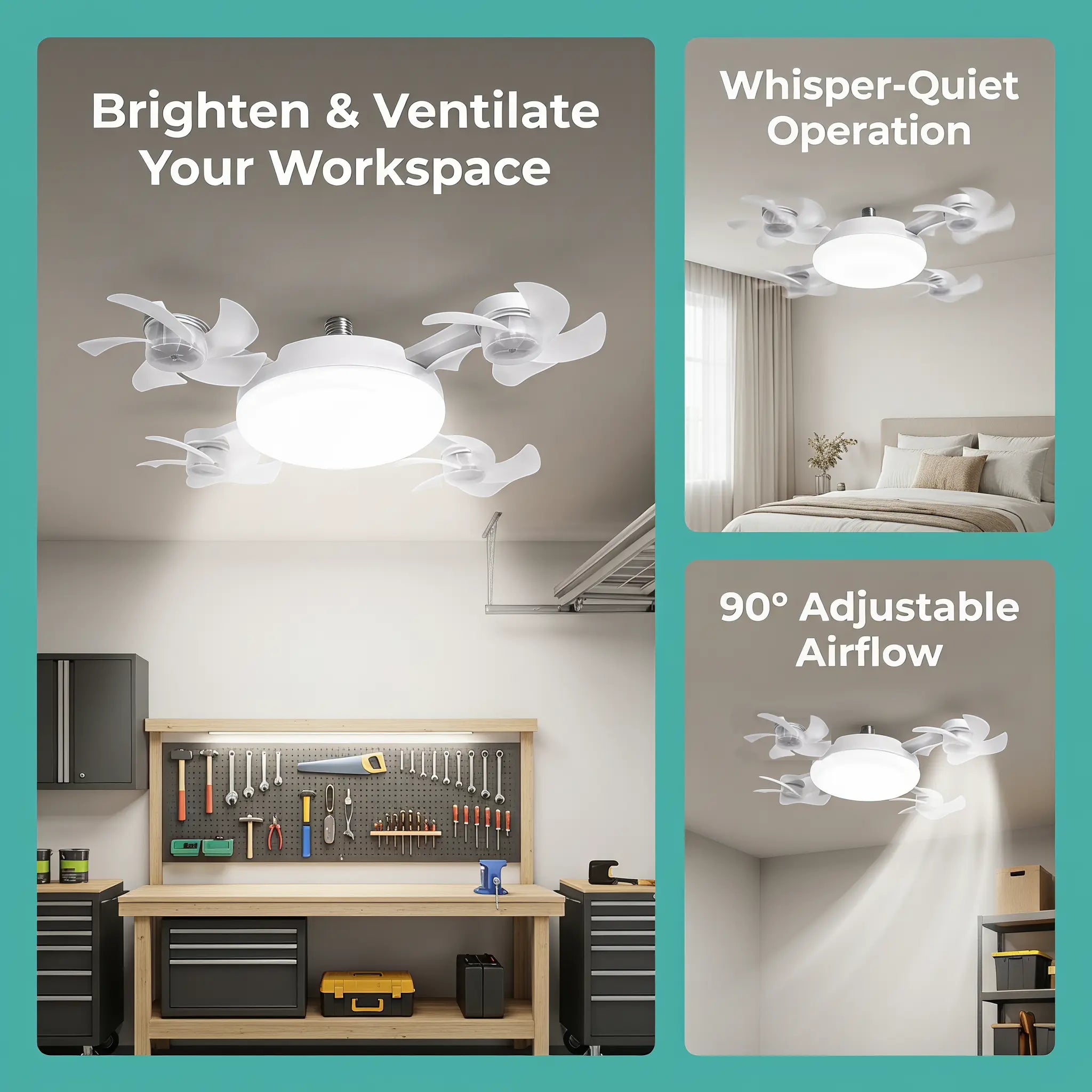 2026 New E27 Socket Ceiling Fan Light - 2-in-1 Silent LED Fan with Remote Control, Energy-Saving Cooling & Lighting Combo for Home Bedroom