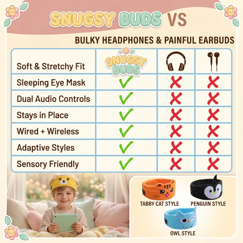 🔥LAST DAY 49% OFF -🎧 Kids’ Animal Bluetooth Sleep Headband Headphones