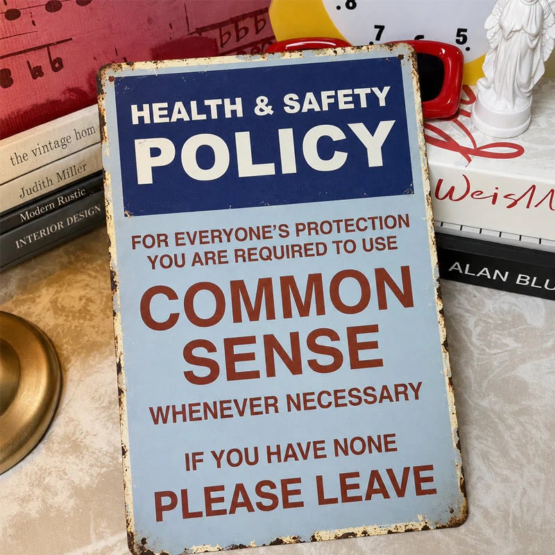 🔥LAST DAY 50% OFF - 😂🤘Sarcastic "Common Sense Policy" Vintage Metal Sign