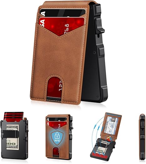 🔥New RFID Blocking Minimalist Pop-Up Wallet | One-Second Card Eject Design & Ultra Slim Pocket Wallet