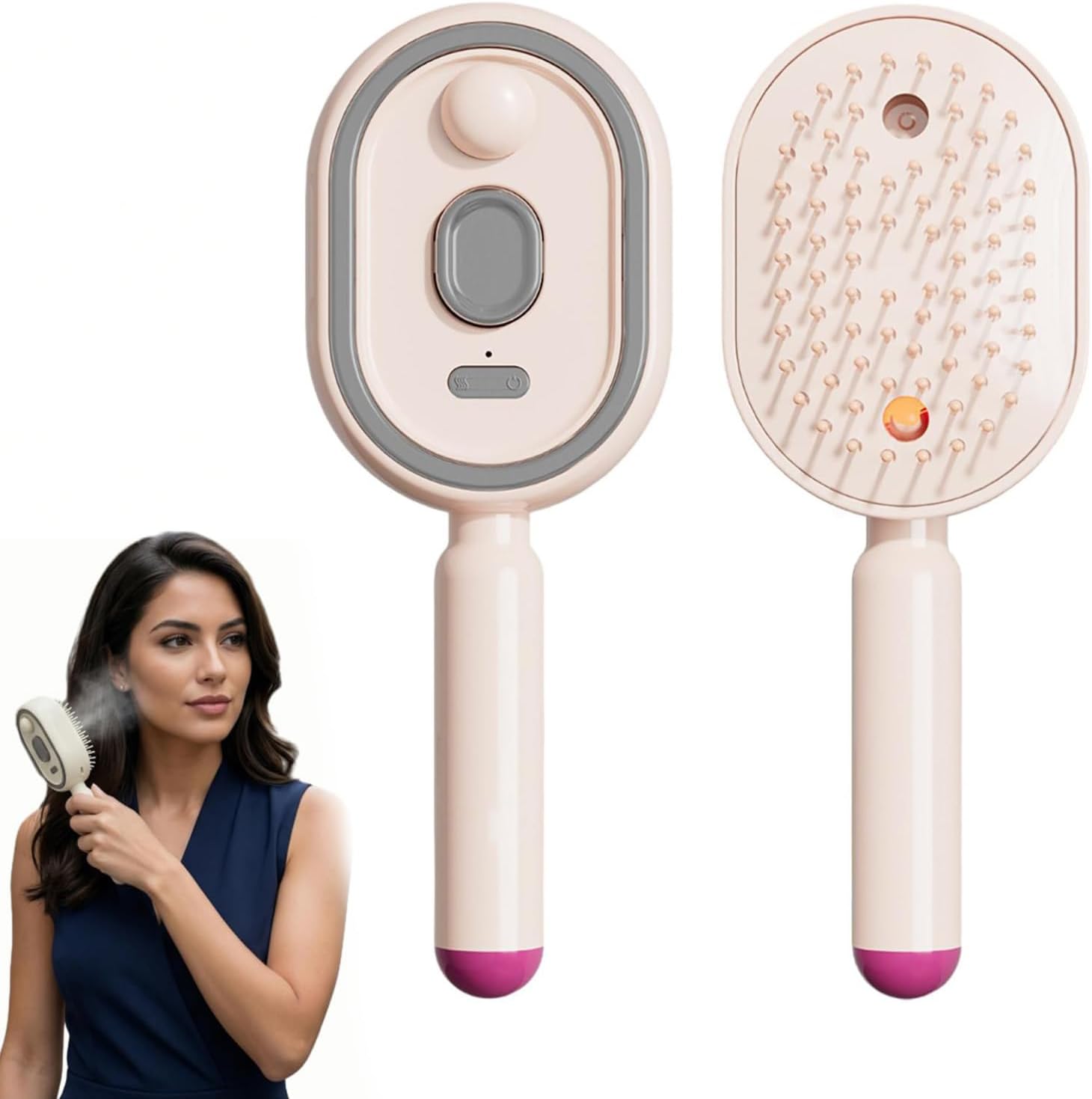 💆‍♀️💧 Steam Massage Spray Comb – 3-in-1 Nano-Mist Hydration, Vibrating Scalp Massage & Anti-Static Detangling Brush
