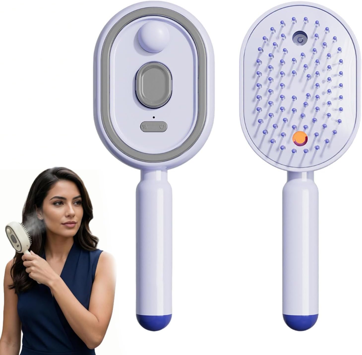 💆‍♀️💧 Steam Massage Spray Comb – 3-in-1 Nano-Mist Hydration, Vibrating Scalp Massage & Anti-Static Detangling Brush
