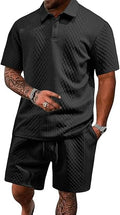 Men's 2 Pieces Outfits Casual Polo Shirt and Shorts Set Collar Athletic Jogging Summer Tracksuit
