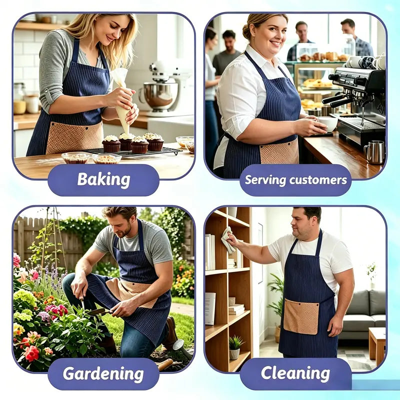 Waterproof Kitchen Apron – Detachable Snap Towel, Dual Pockets & 3-Layer Spill Protection