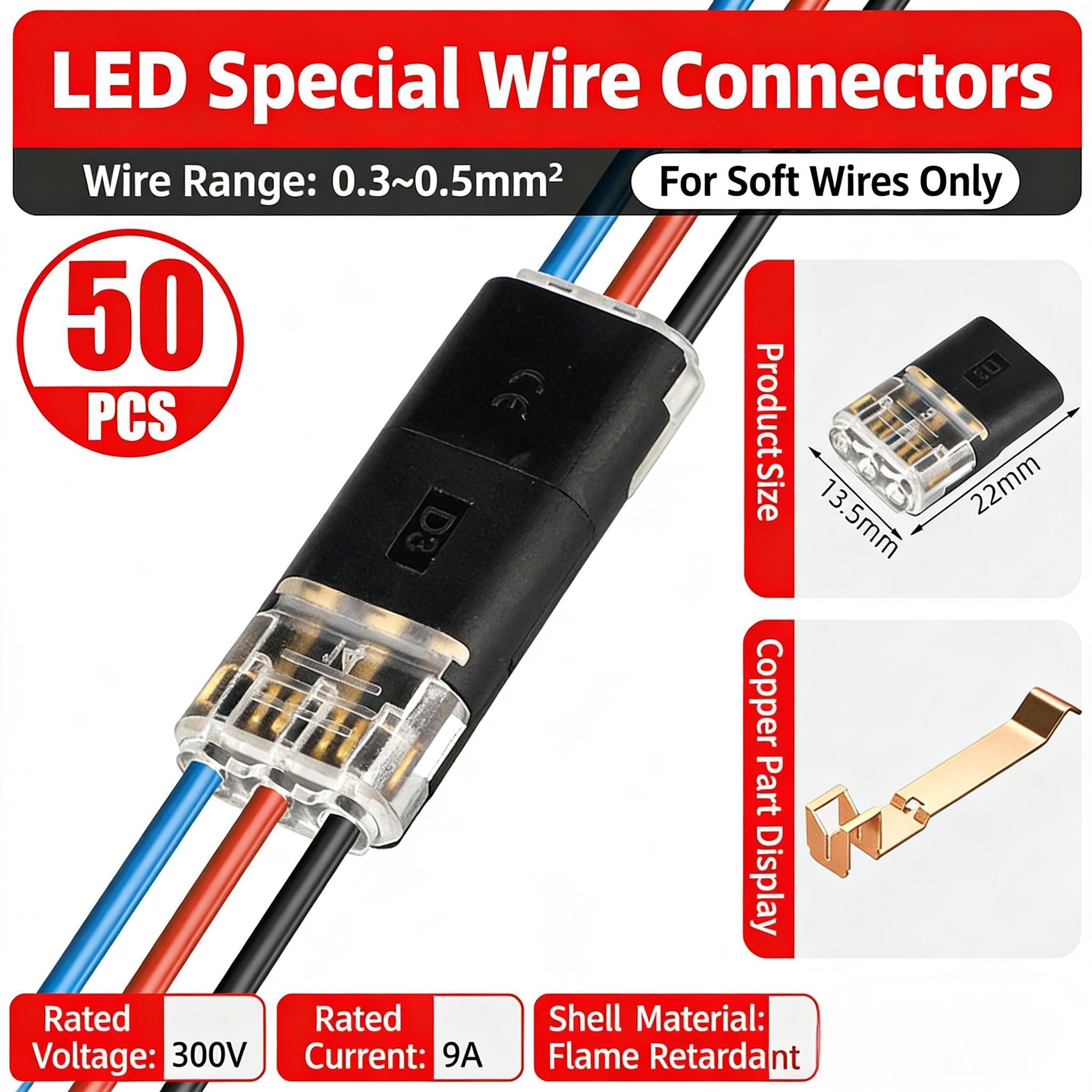 Double-Wire Plug-in Connector Led Light Strip Connectors 1/2/3Pin