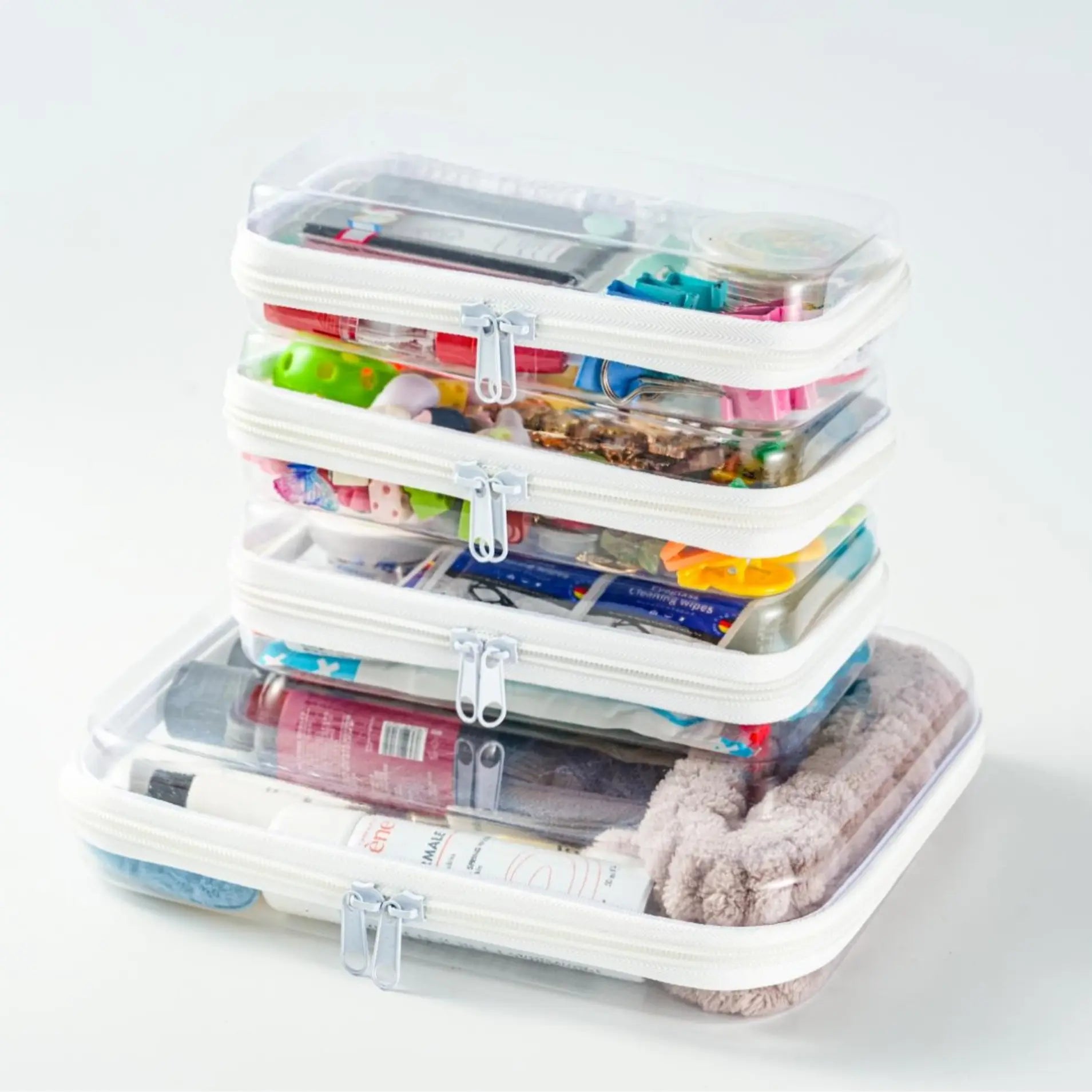 📦 Clear Hard Zipper Storage Case – Portable Organizer for Makeup & Small Items