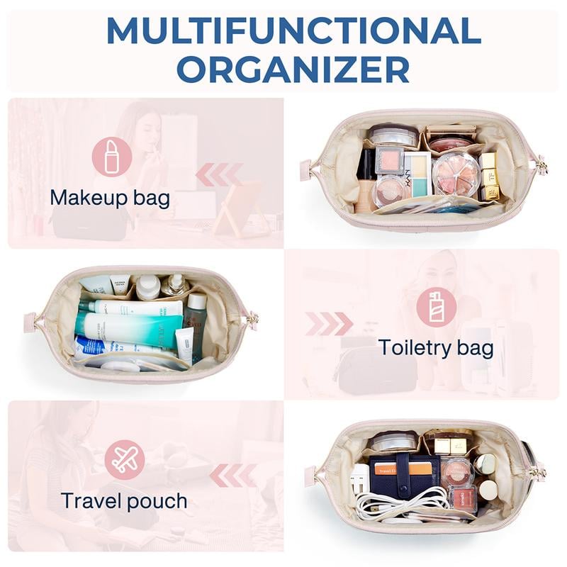 2026 NEW ARRIVAL🔥Puffy Padded Travel Cosmetic Organizer , Wide-Open Makeup Case for Toiletries, Accessories