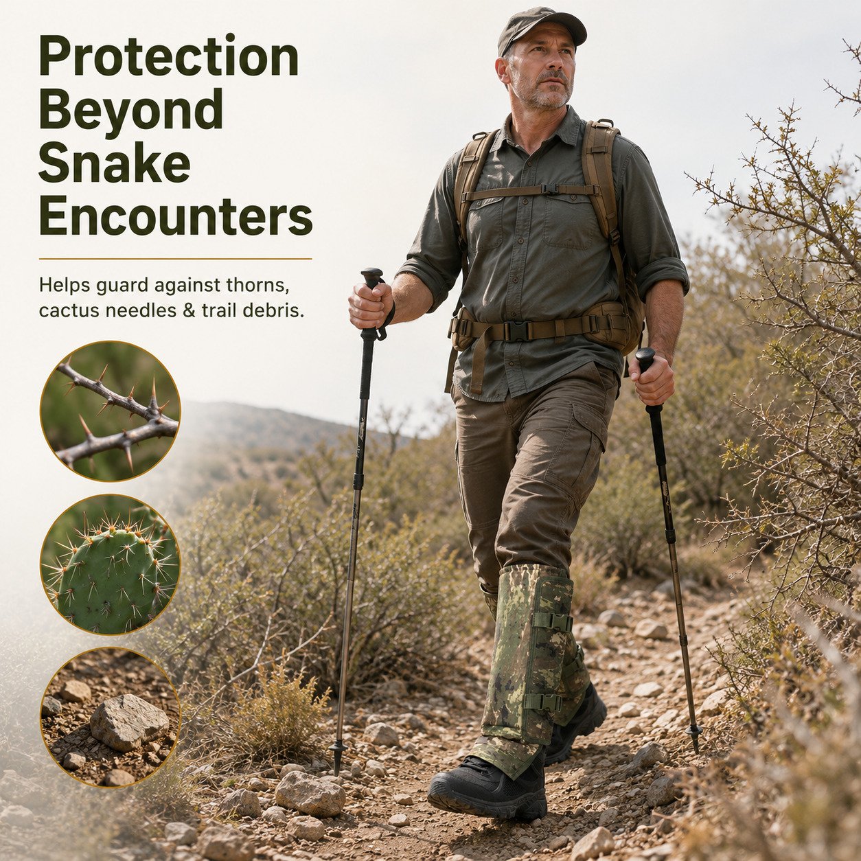 Unisex Adjustable Outdoor Snake-Resistant Leg Gaiters, Abrasion-Resistant Durable Fabric Protective Gear for Hunting, Hiking