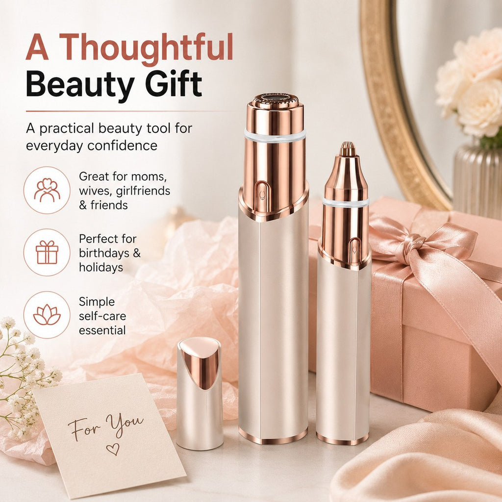 2-in-1 Rechargeable Facial Hair Remover & Eyebrow Trimmer with LED Light
