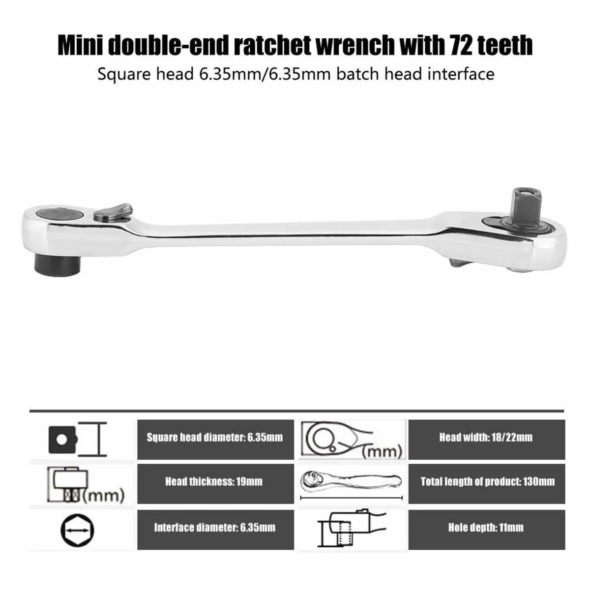 🔥Limited-time discount of 49%🔥1/4-inch Mini Double-Ended Ratchet Wrench, Silver, 72 Teeth, 5° Quick Release Tool🔧