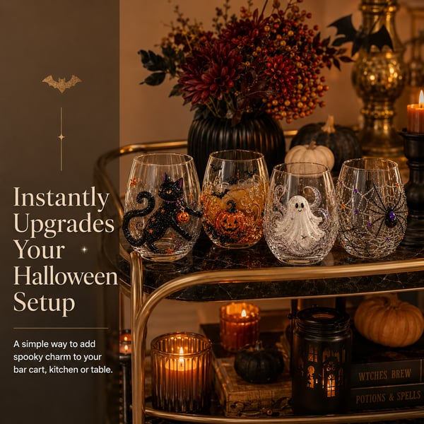 🎃👻 3D Halloween Glassware – Artisan Design, Luminous Glow, Perfect for Fall & Festive Sips