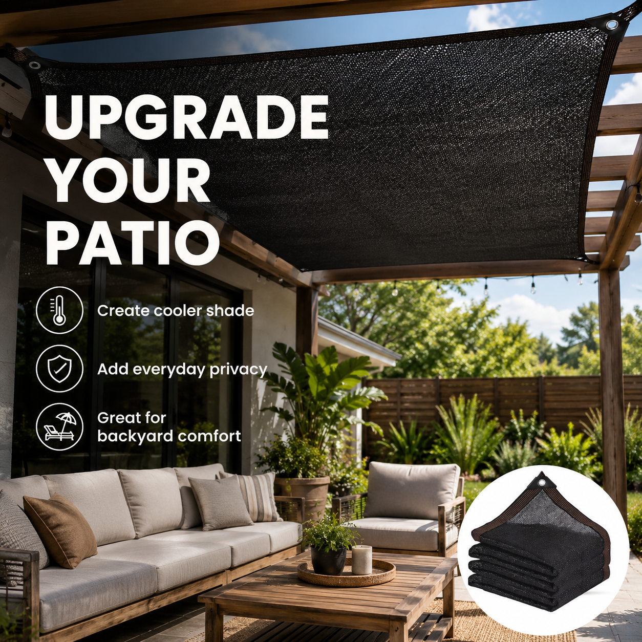 ☀️10x13 FT UV Resistant Sun Shade Net with Grommets, 70-90% Sun Block Breathable Mesh Canopy for Patio, Garden & Privacy Shade-TI