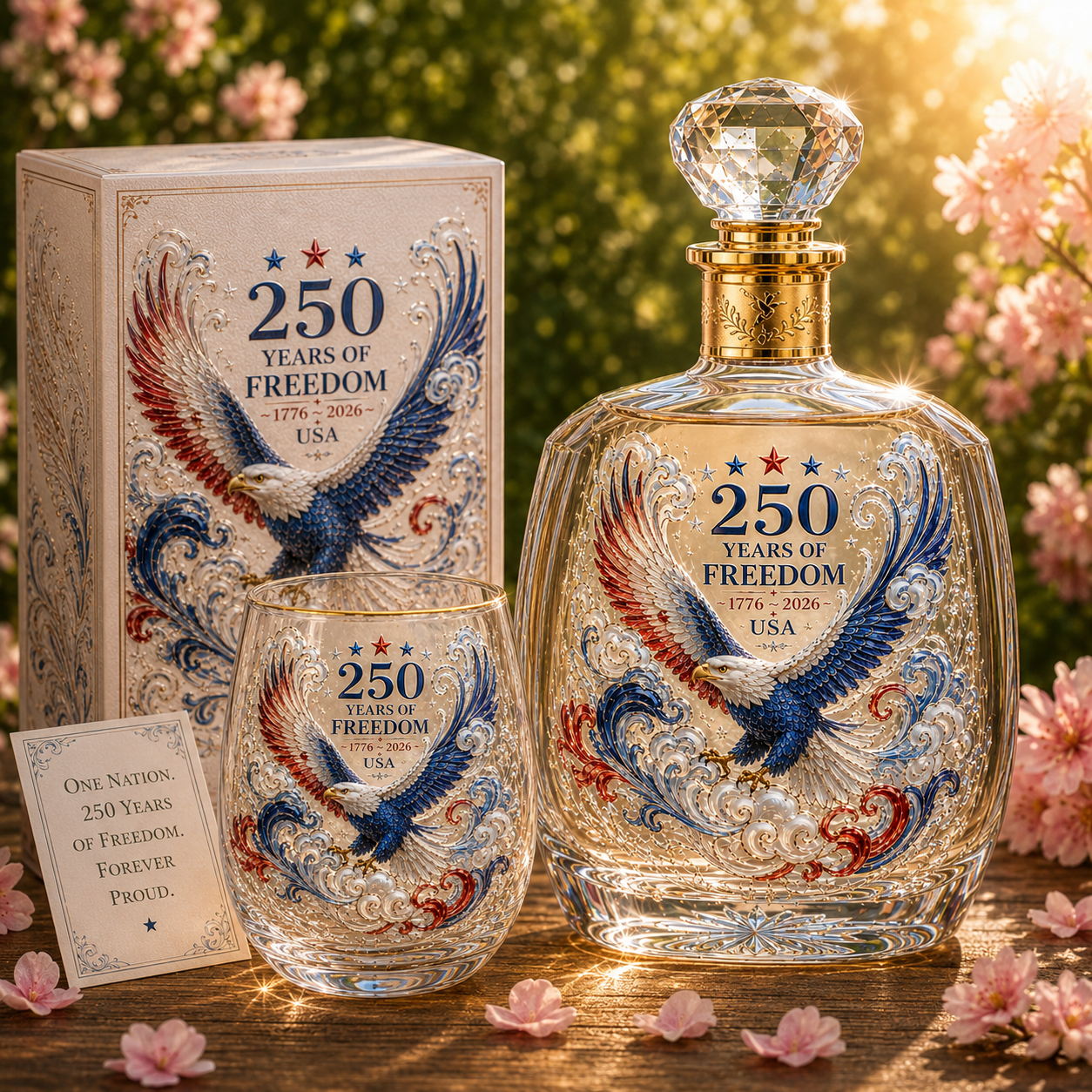 Limited Edition 2026 USA 250 Years of Freedom Eagle Glass Gift Set