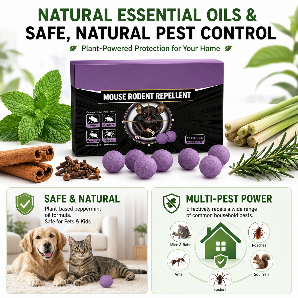 🔥 Limited Edition 50% OFF 🟣 Natural Peppermint Rodent Repellent Tablets – 12 Pack