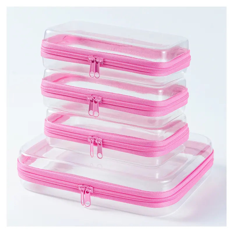 📦 Clear Hard Zipper Storage Case – Portable Organizer for Makeup & Small Items