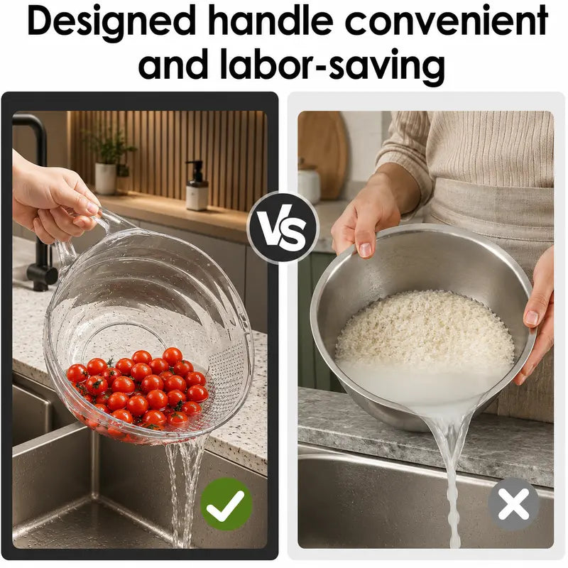 Aesthetic Multifunctional Rice Strainer with Handle