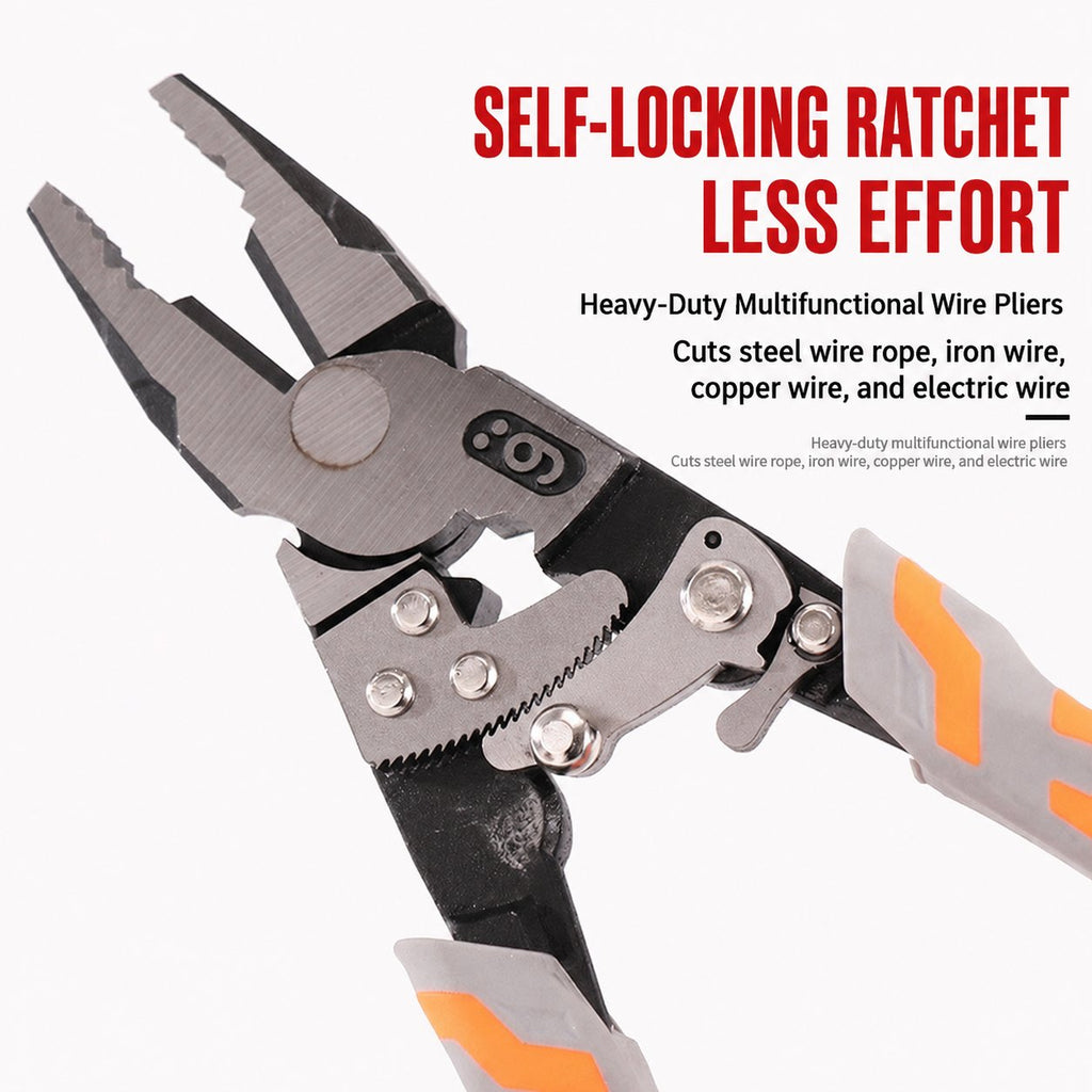 🔧 Labor-Saving Ratchet Lock Multi-Functional 55# Steel Linesman Pliers with Anti-Slip Rubber Grip