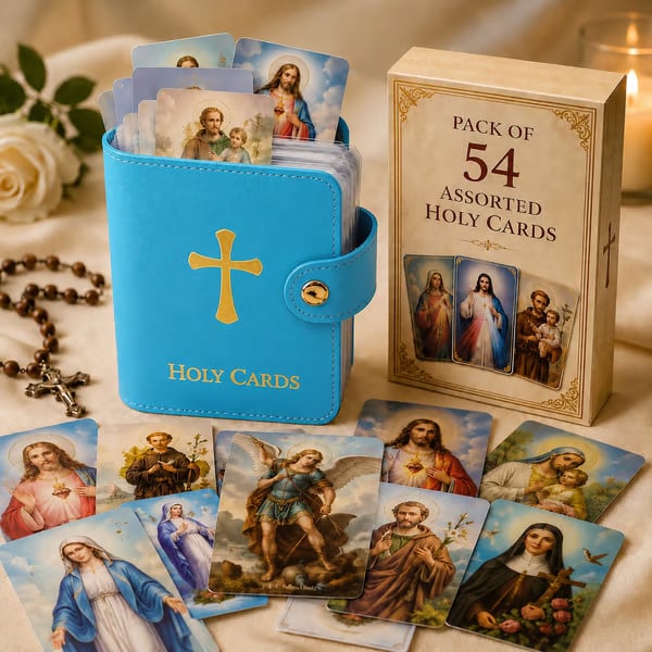 ✝️ Catholic Genuine Leather Holy Card Holder – Pocket Prayer Card Organizer with Snap Closure!!!